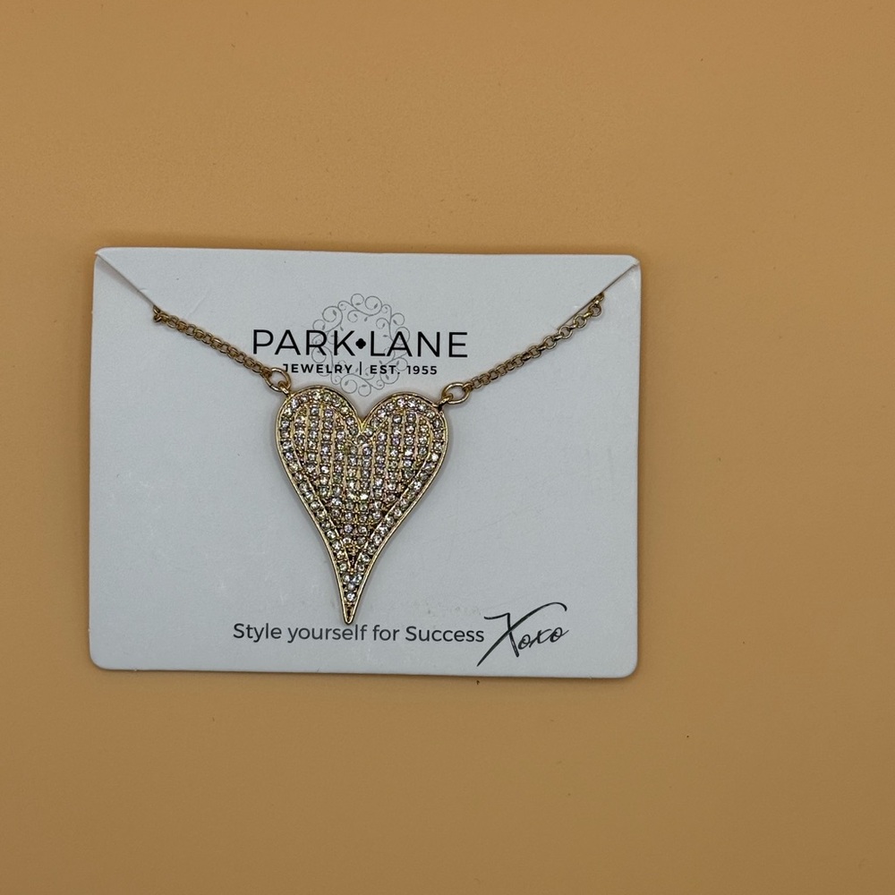 Park Lane Gold Heart Pendant Necklace with Crystal Accents